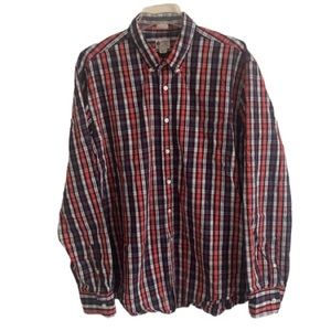 J.Crew Washed Tartan Tailored Fit plaid button down shirt 100% cotton size XL